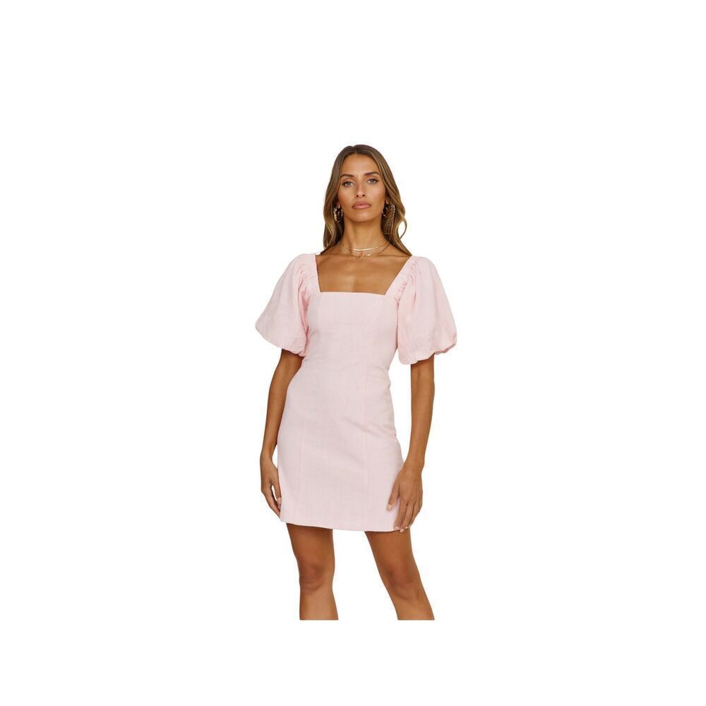 Snydys Tuscany Womens Baby Pink Puff Sleeve Cotton Mini Dress Size Medium
